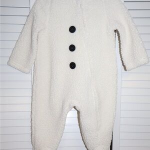 Carter's White Fleece Footie with Black Buttons
